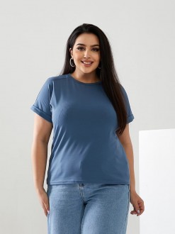 Жіноча футболка колір джинсовий р.52/54 432390