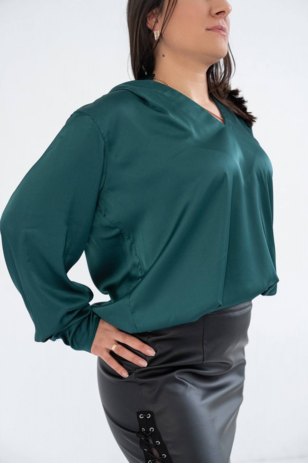 Жіноча сорочка із шовку армані колір зелений р.56/60 446025