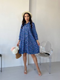 Жіноча вільна сукня із софту колір джинс р.48/52 454359