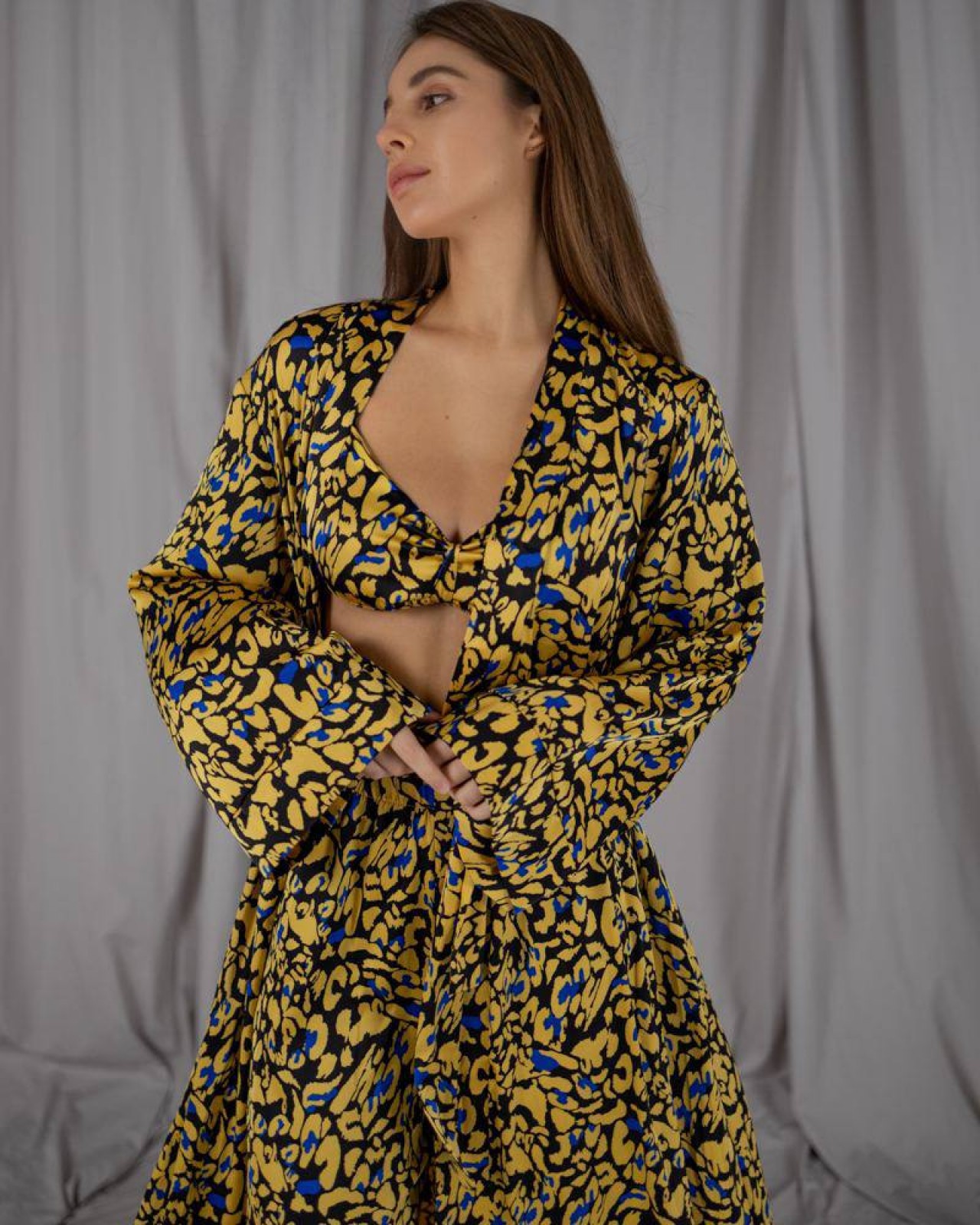 Жіночий піжамний костюм трійка колір жовтий р.L/XL 448623