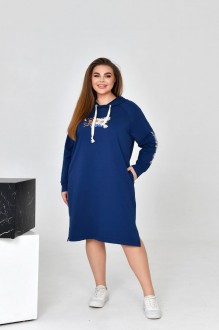 Жіноча сукня спорт з капюшоном колір синій р.52 454331