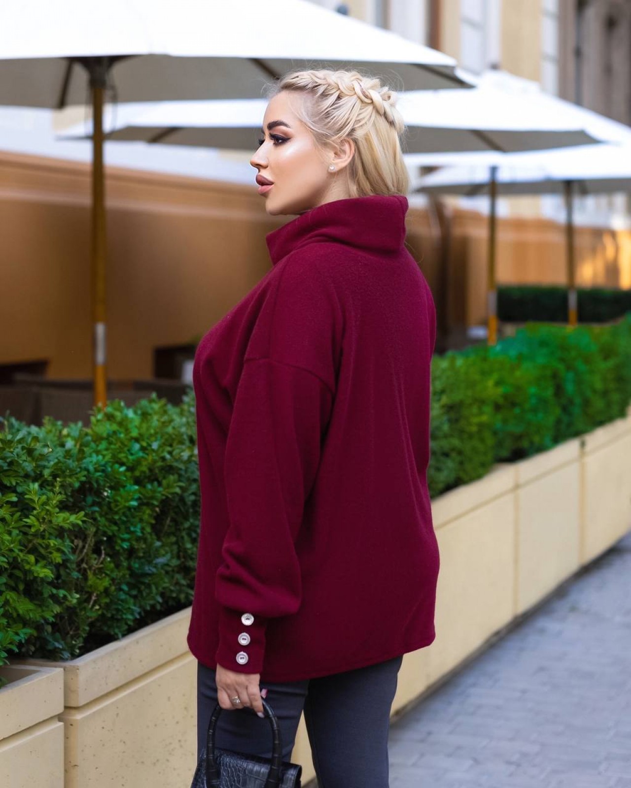 Жіночий светр із ангори бордового кольору  р.50/52 384027