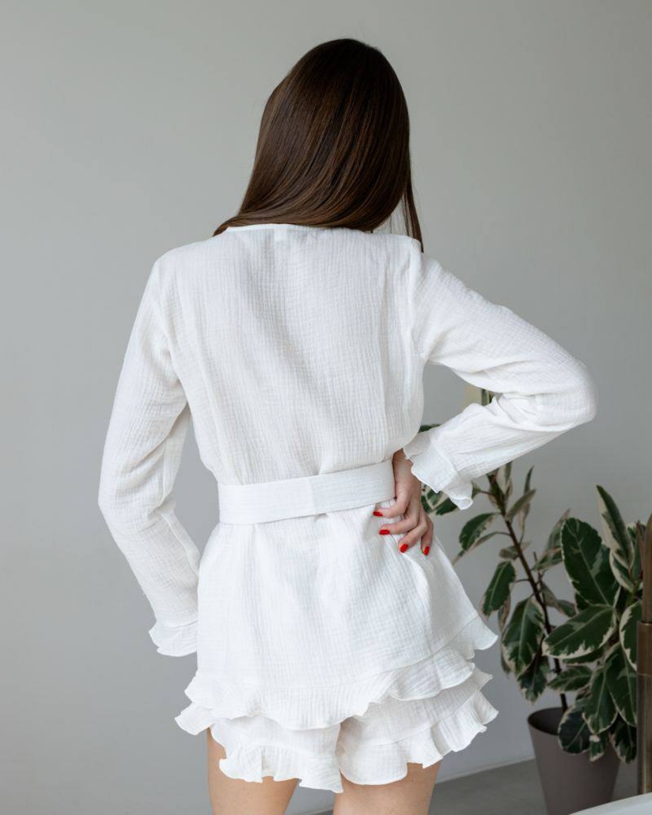 Жіноча піжама двійка із шортами «Nancy» колір молочний р.L 455518