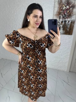 Жіноча сукня із софту колір леопардовий р.50/52 460044