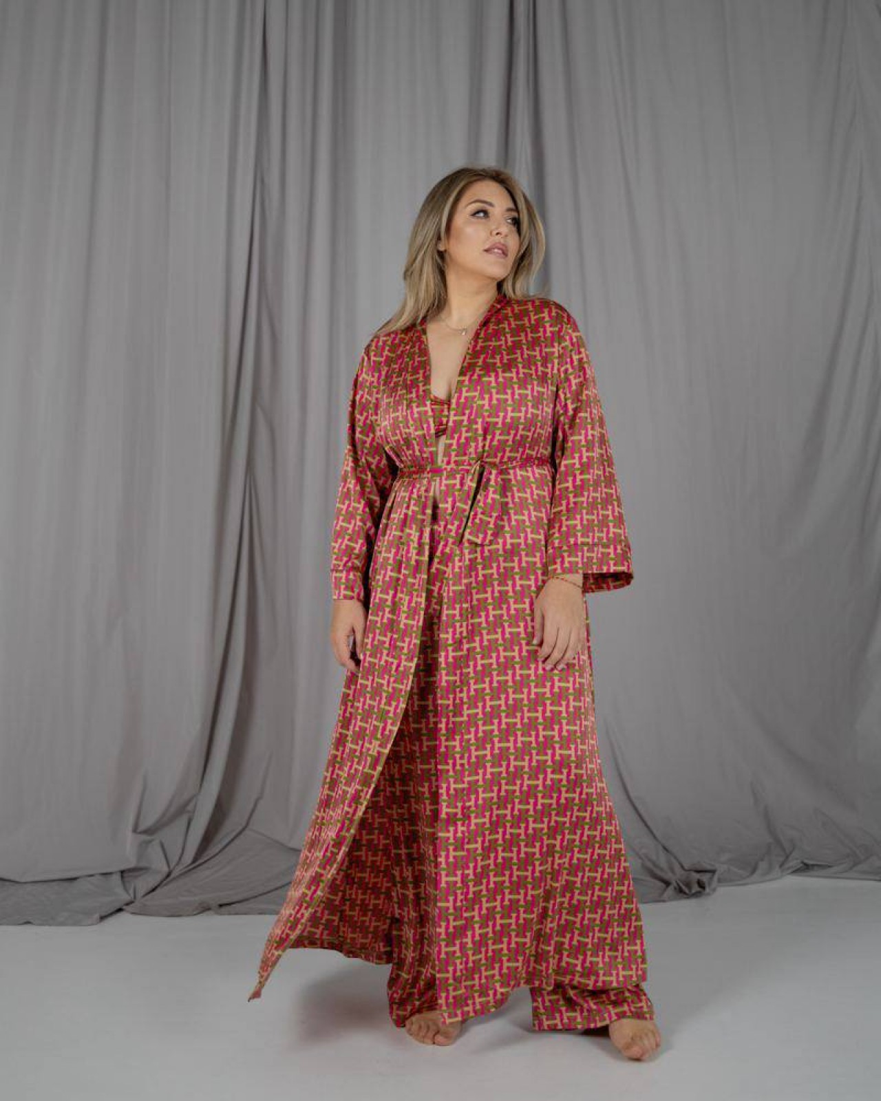 Жіночий піжамний костюм трійка колір рожевий р.L/XL 448621