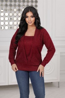 Жіночий светр трикотажний колір бордовий р.52/54 445643