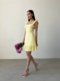 Жіноча сукня з прошви колір жовтий р.46 437880