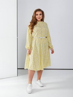 Жіноча вільна сукня із софту колір жовтий р.48/52 450556