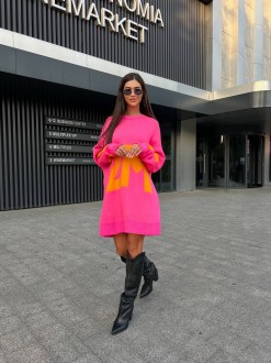 Жіноча сукня туніка колір рожевий р.42/48 449009