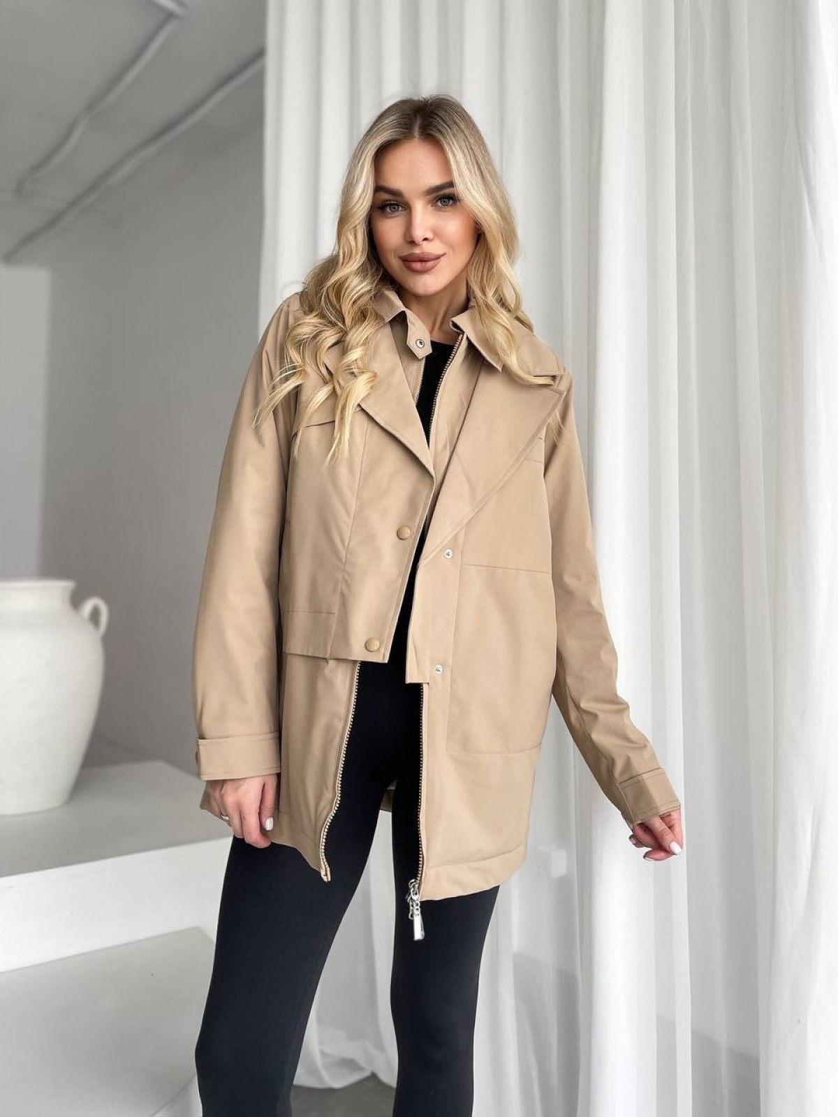 Жіноча тепла куртка колір капучино р.XL 450319