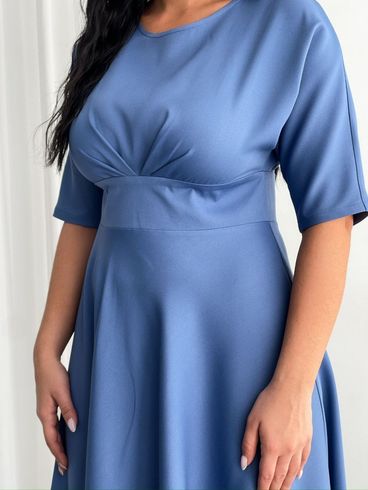 Жіноча сукня міді з креп-костюмки колір джинс р.54 448615