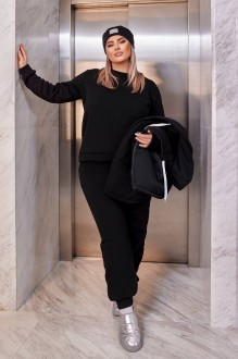 Жіночий костюм 4в1 - шапка, жилет, штани та кофта колір чорний р.56/58 449240
