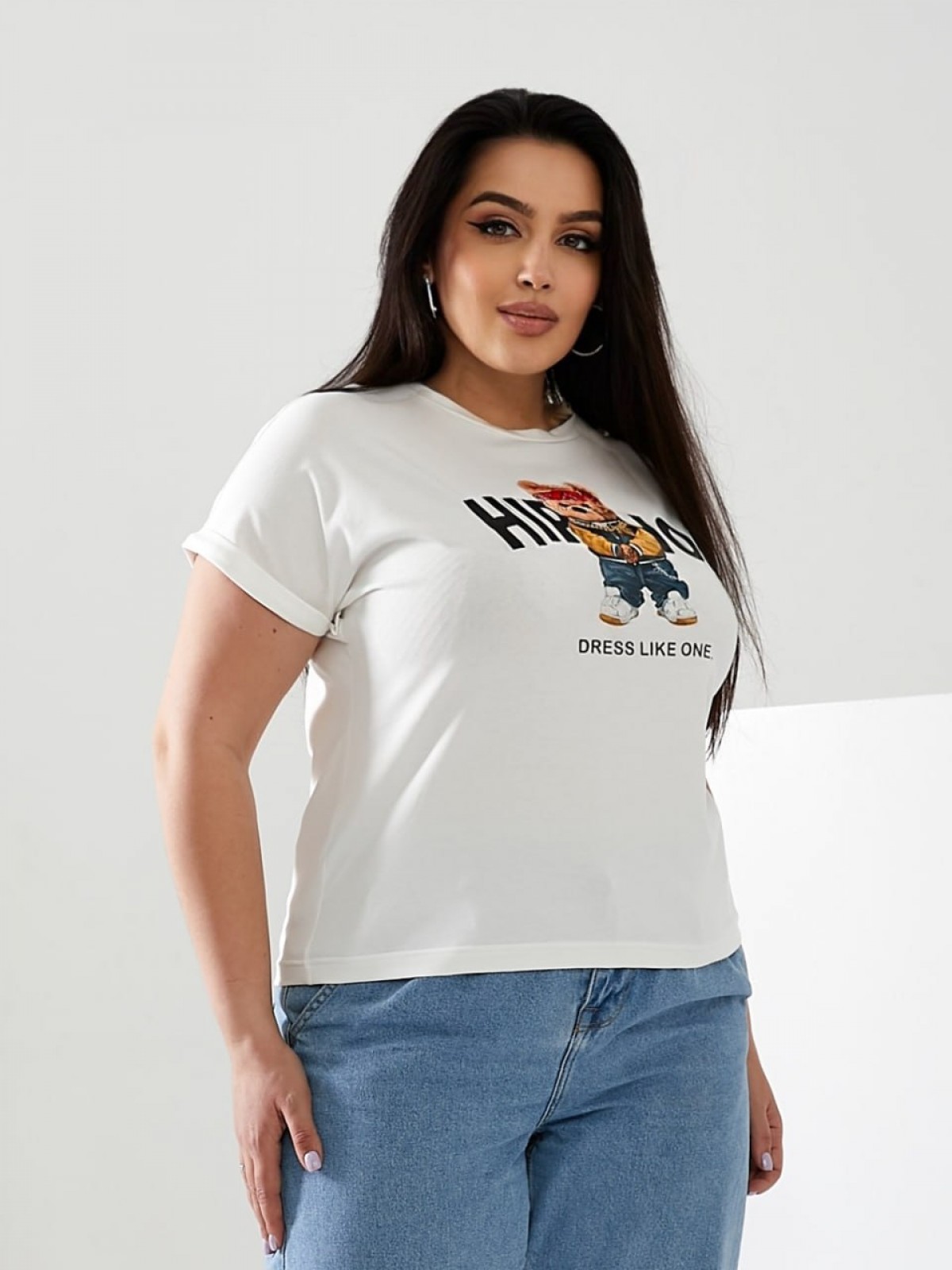 Жіноча футболка HIP-HOP колір молочний р.56/58 433167
