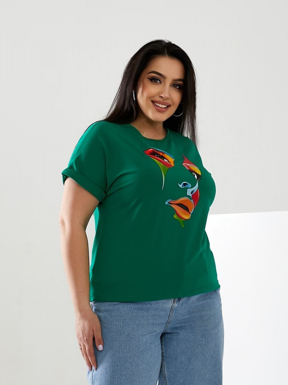 Жіноча футболка FACE колір зелений р.56/58 433155