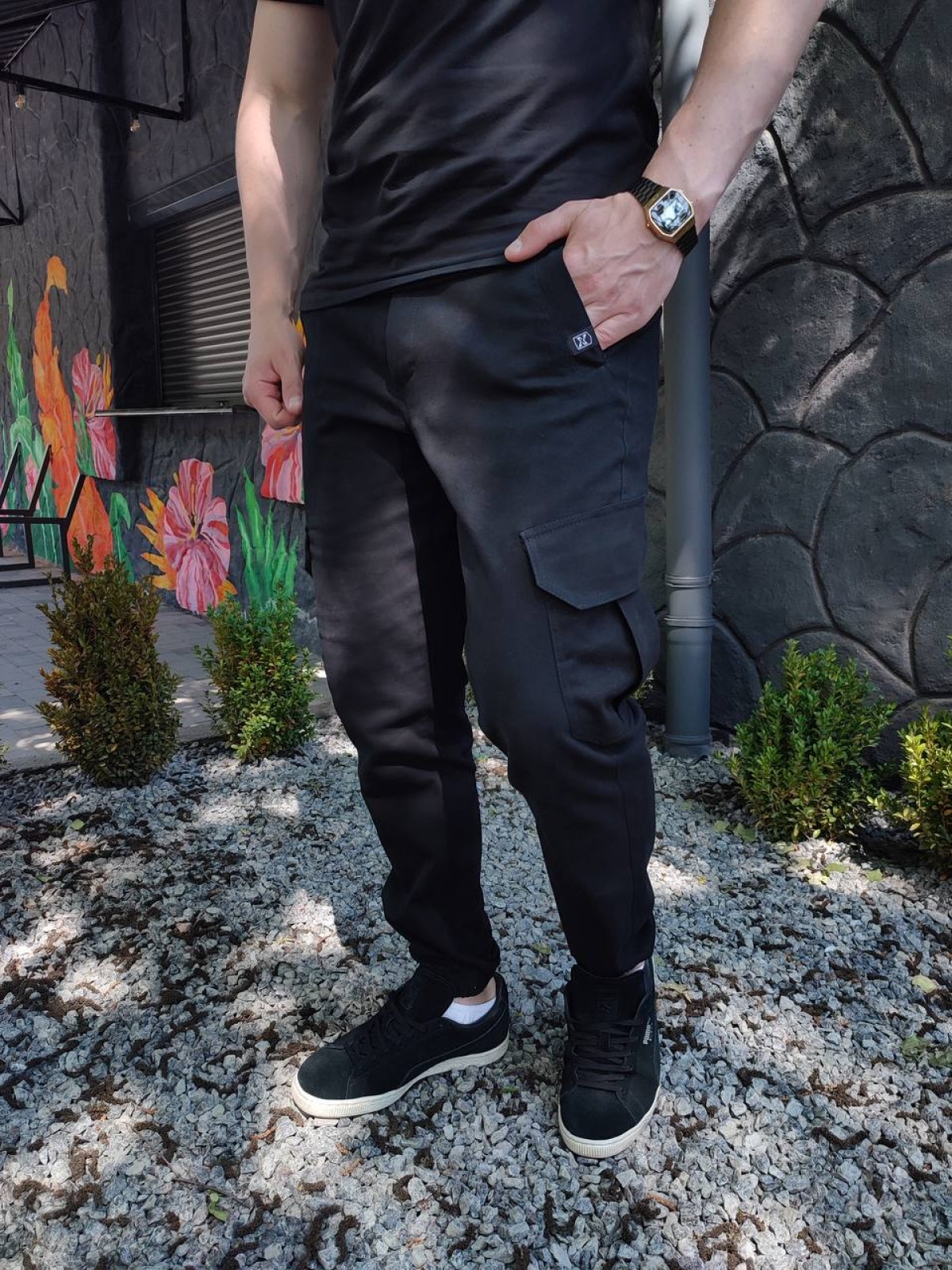 Чоловічі штани NAVI CARGO колір чорний р.L 438037