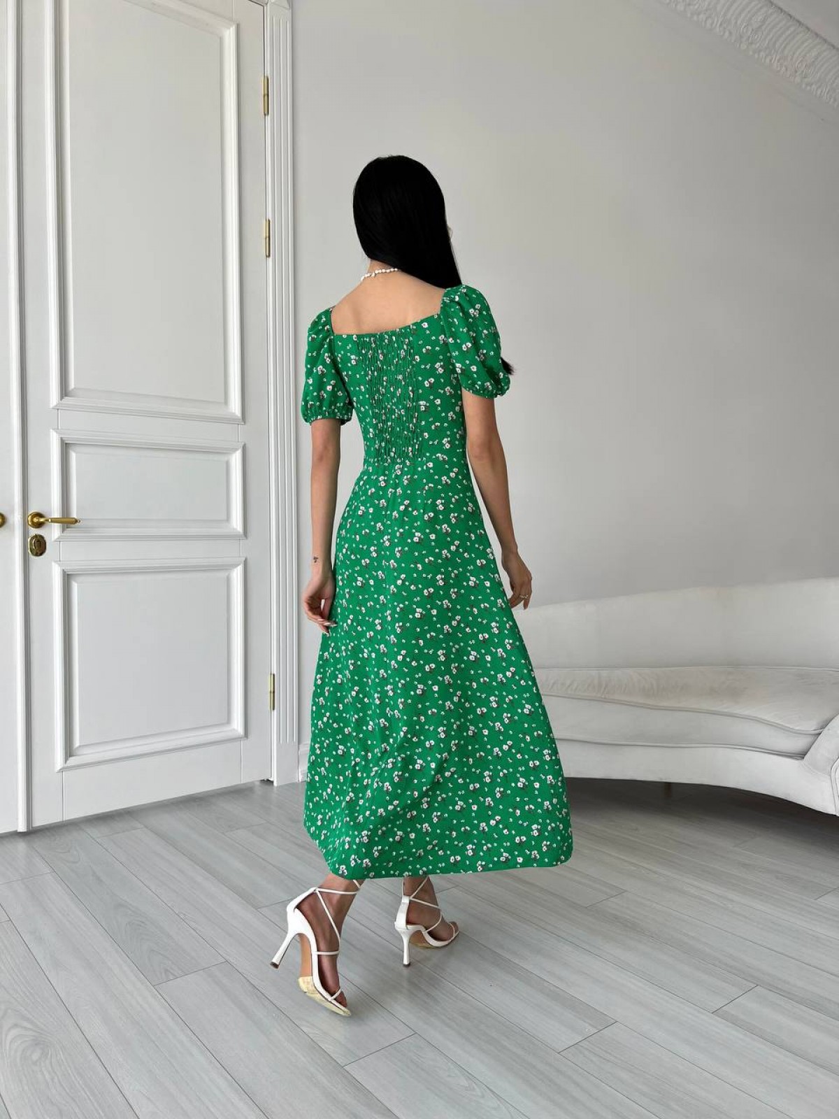 Жіноча літня сукня міді колір зелений р.42 437181