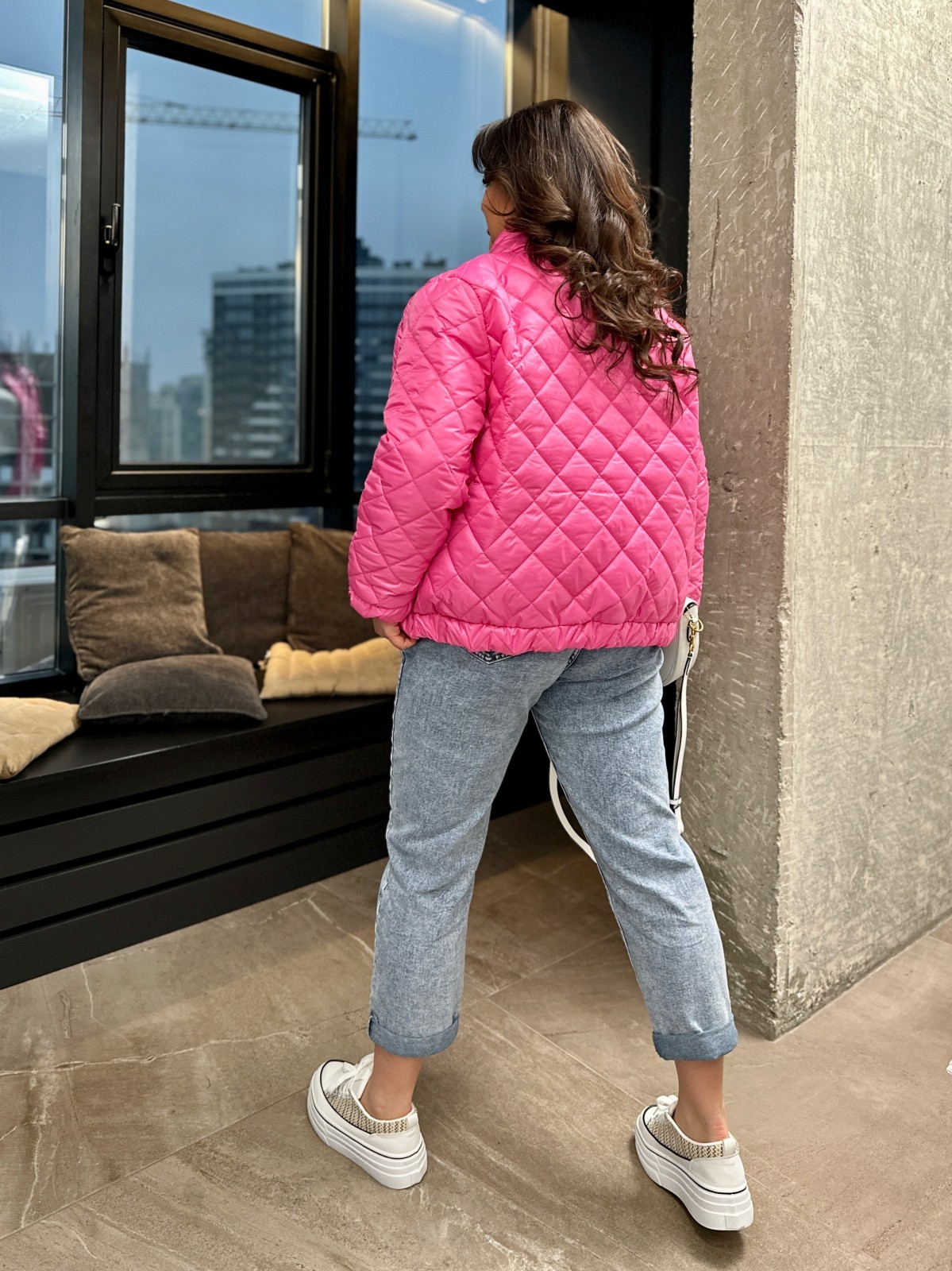 Жіноча тепла куртка колір рожевий р.56/58 451122