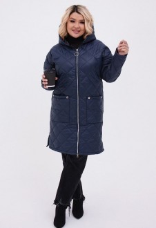 Жіноча тепла стьобана куртка колір синій р.60/62449438