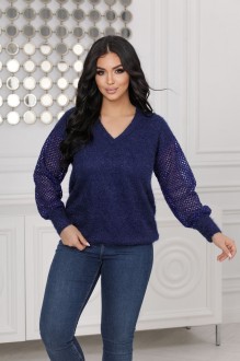 Жіночий светр трикотажний колір синій р.56/58 445628