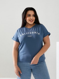 Жіноча футболка California колір джинсовий р.48/50 432447