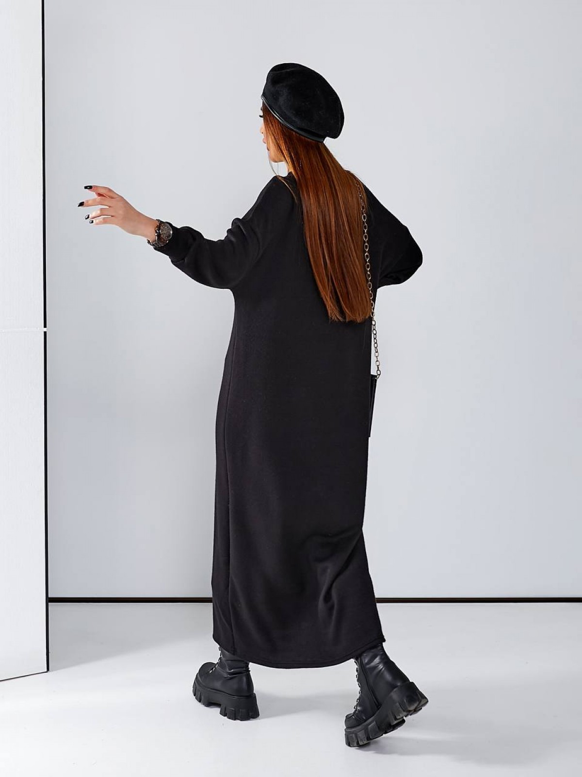 Жіноча сукня вільного крою з ангори колір чорний р.48/52 449567