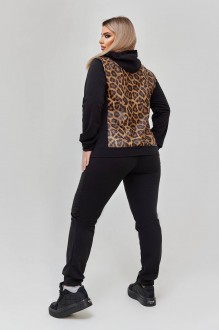 Жіночий костюм прогулянковий колір чорний принт леопард р.52/54 448867