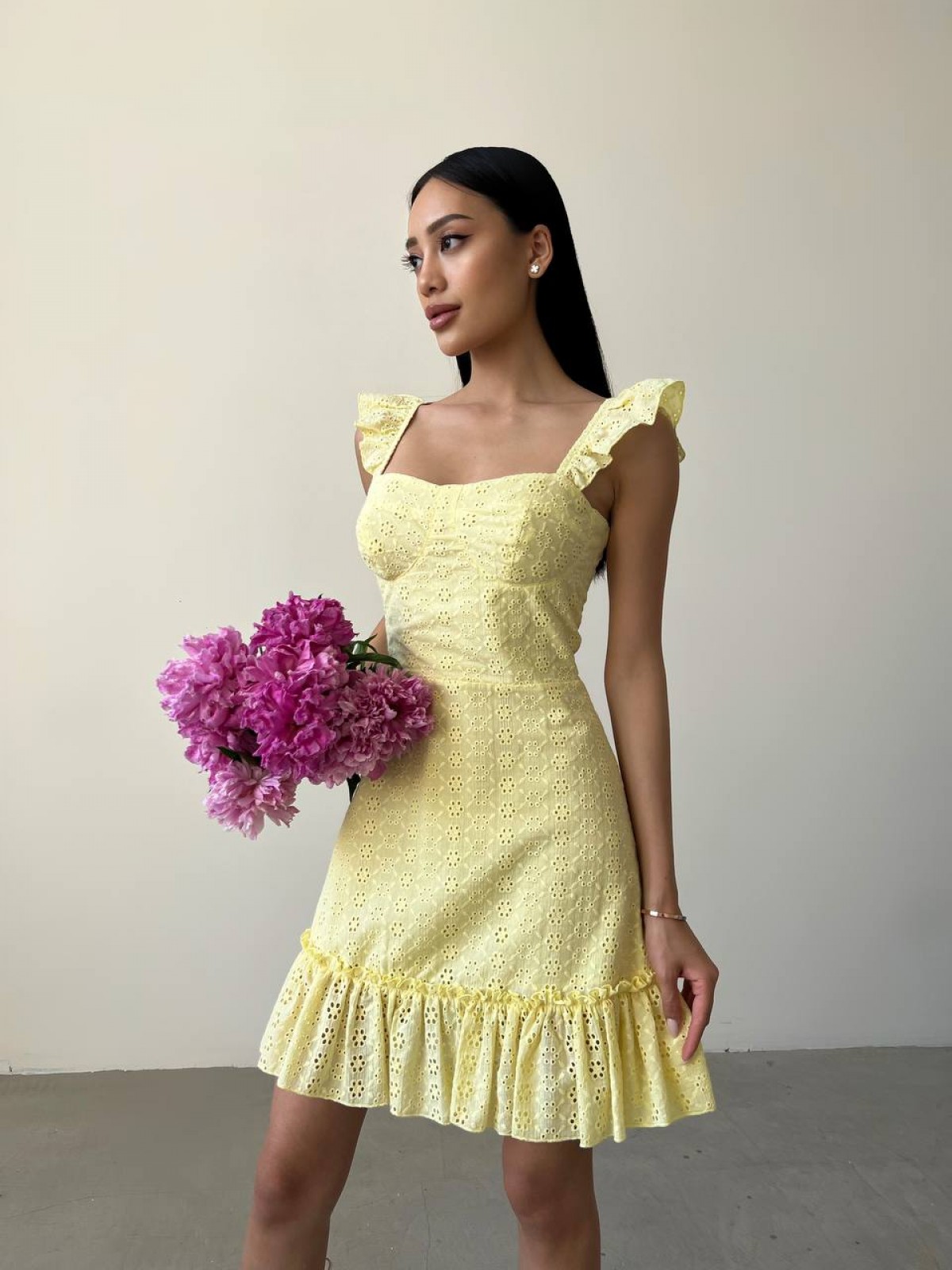 Жіноча сукня з прошви колір жовтий р.42 437875