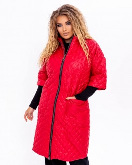 Жіноча куртка-пальто з плащової тканини р.54 377503