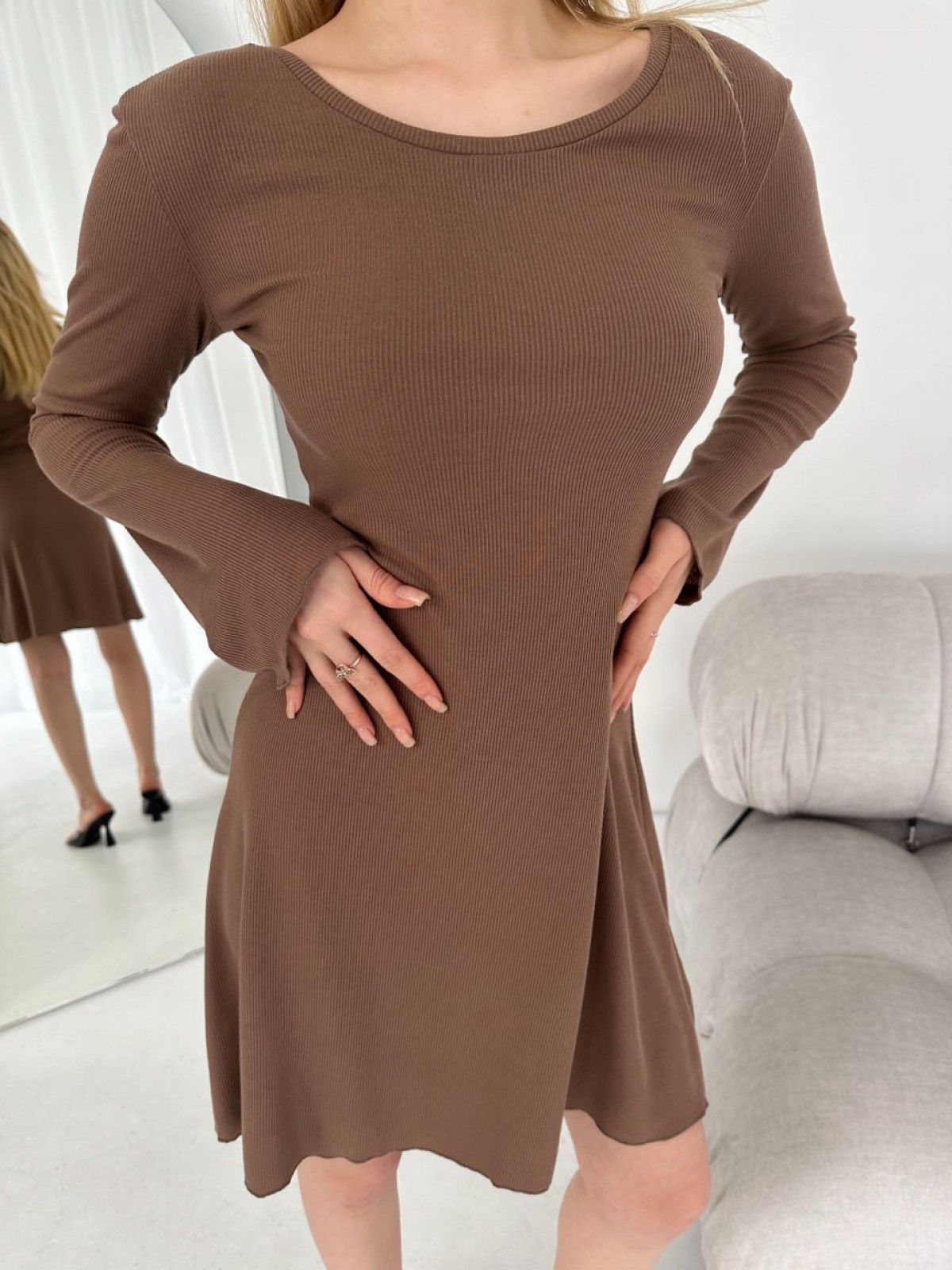 Жіноча сукня міні колір мокко р.42/44 453545