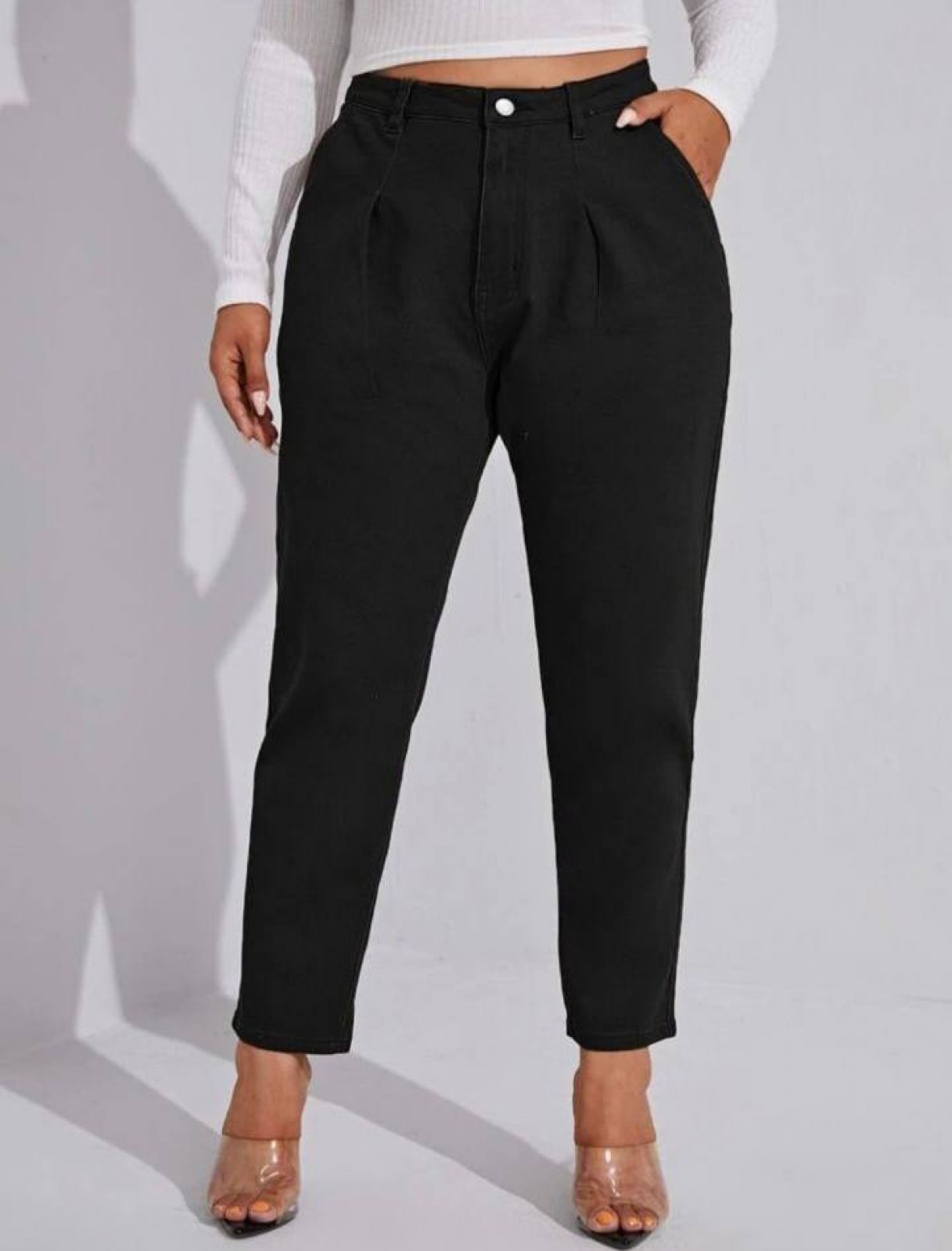 Жіночі брюки теплі на флісі чорного кольору р.54/56 383624