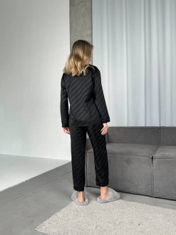 Жіночий домашній костюм штани та сорочка колір чорний р.50/52 454988