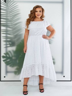 Жіноча асиметрична сукня колір білий р.62/64 438668