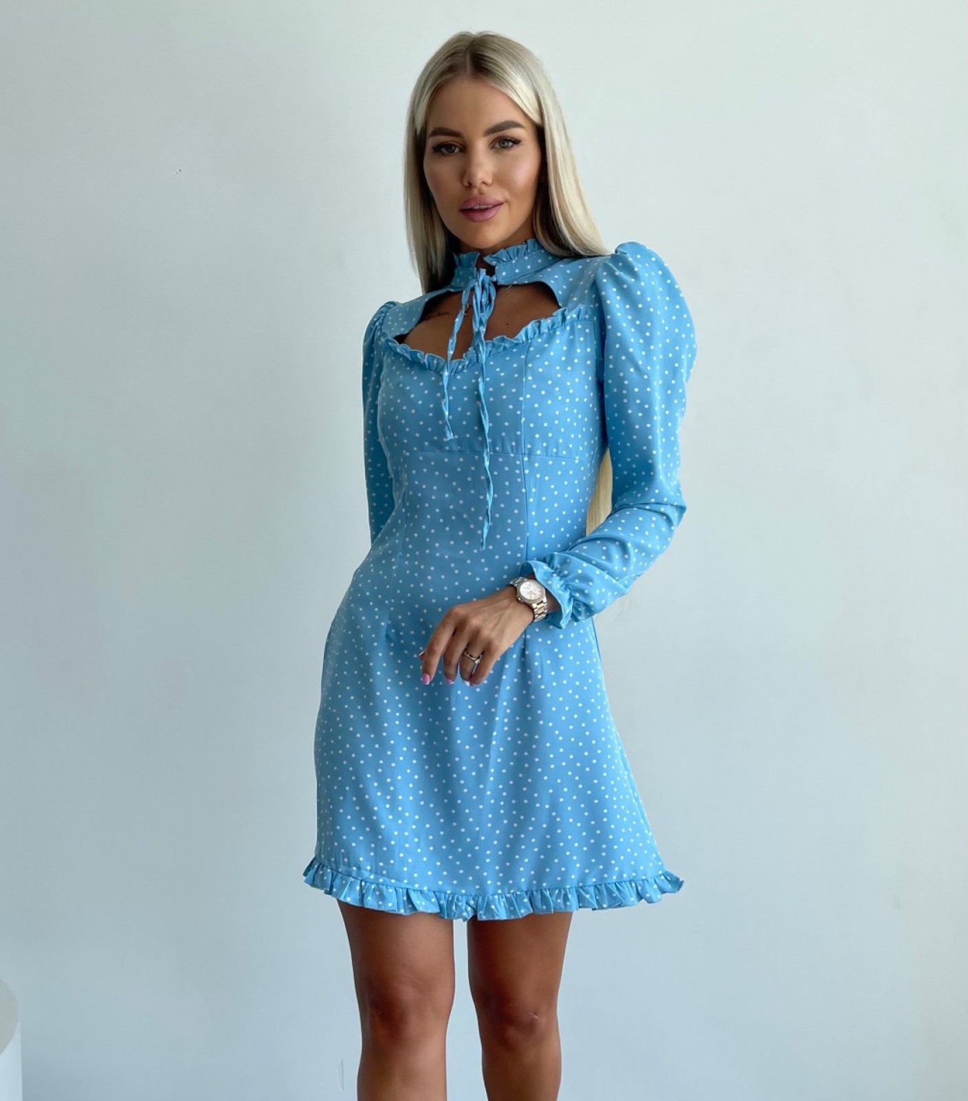 Жіноча сукня із софту колір блакитний р.42/44 452297