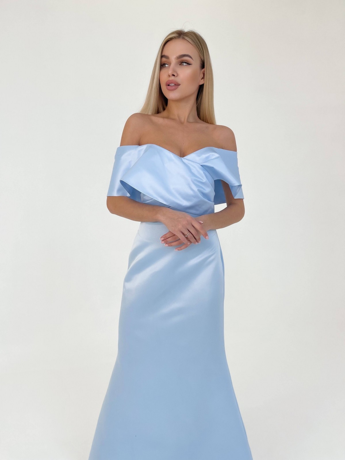 Жіноча вечірня сукня корсет блакитного кольору р.L 384851