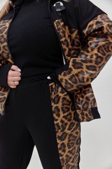 Жіночий костюм прогулянковий колір чорний принт леопард р.52/54 448869