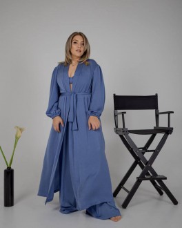 Жіночий піжамний костюм трійка колір джинсовий р.L/XL 448617