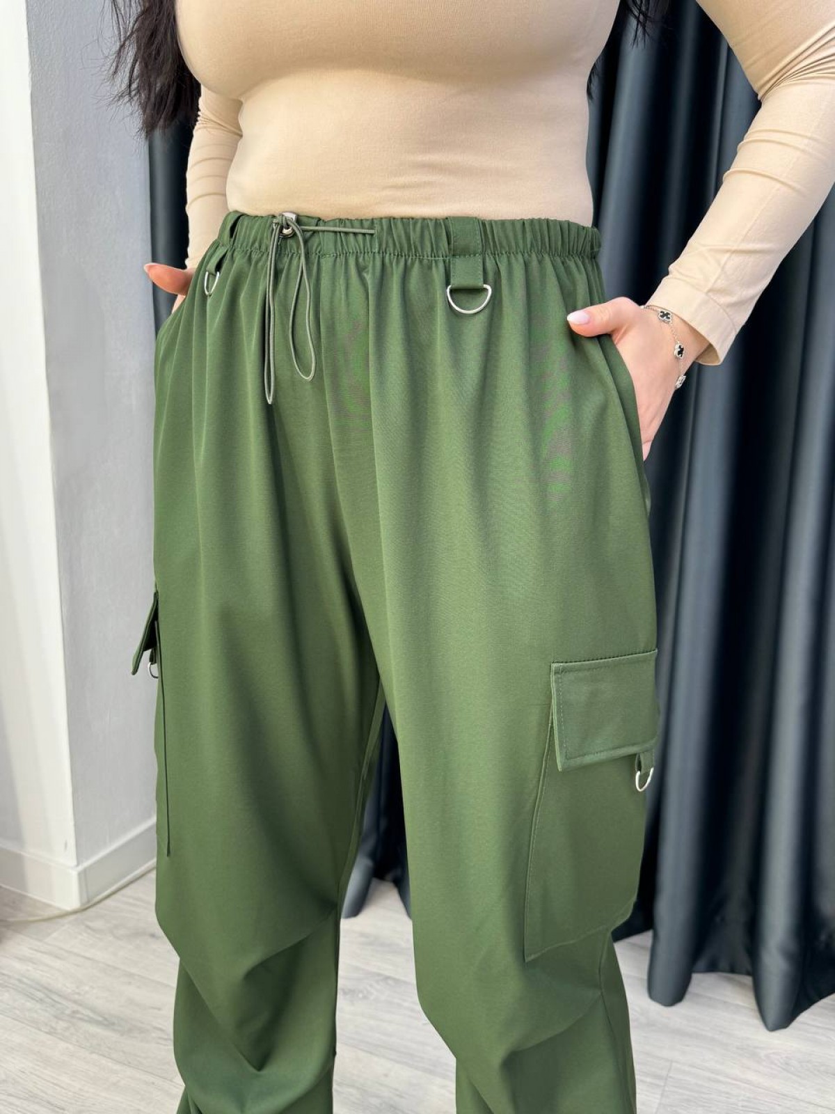 Жіночі штани карго колір хакі р.52/54 449770