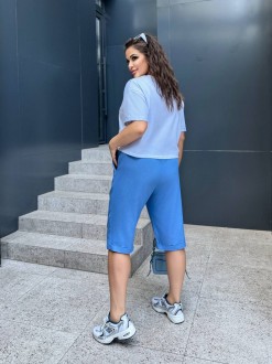 Жіночі льняні шорти колір джинс р.46/48 459808
