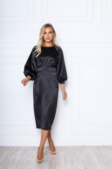 Жіноча сукня з рукавом ліхтариком чорного кольору р.44 384842