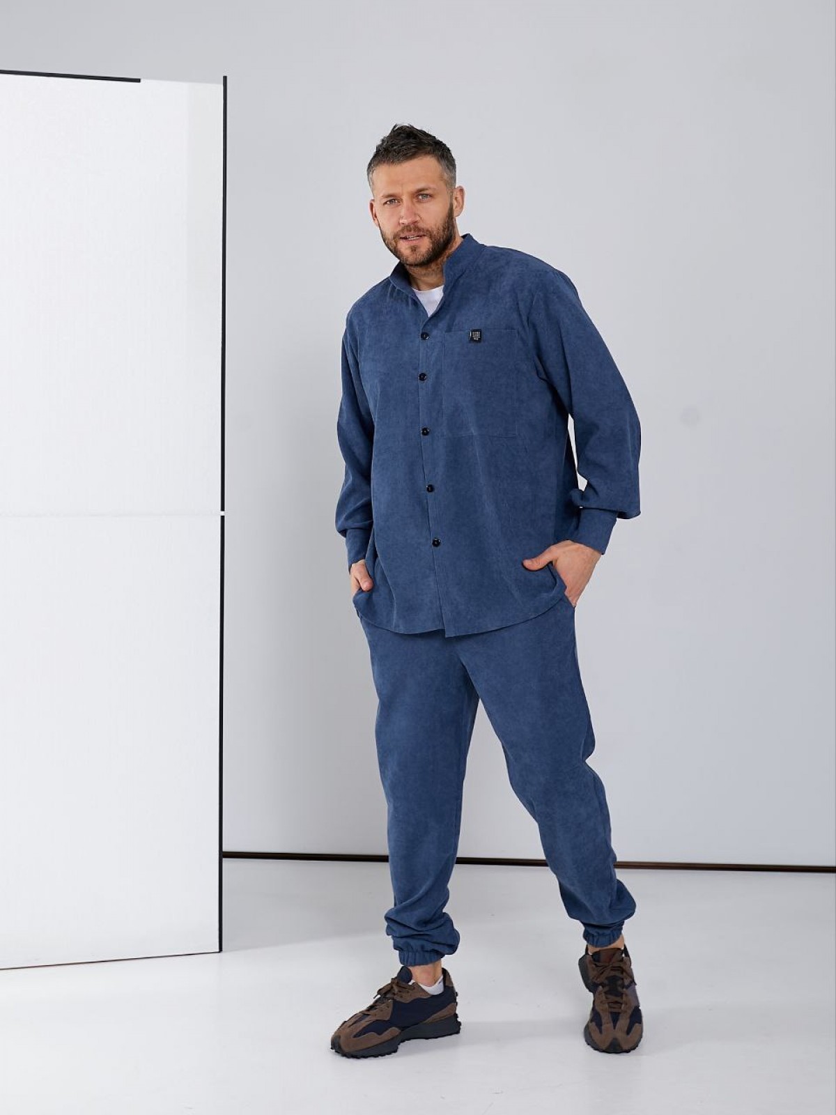 Чоловічий костюм із мікровельвету колір джинс р.52/54 450632