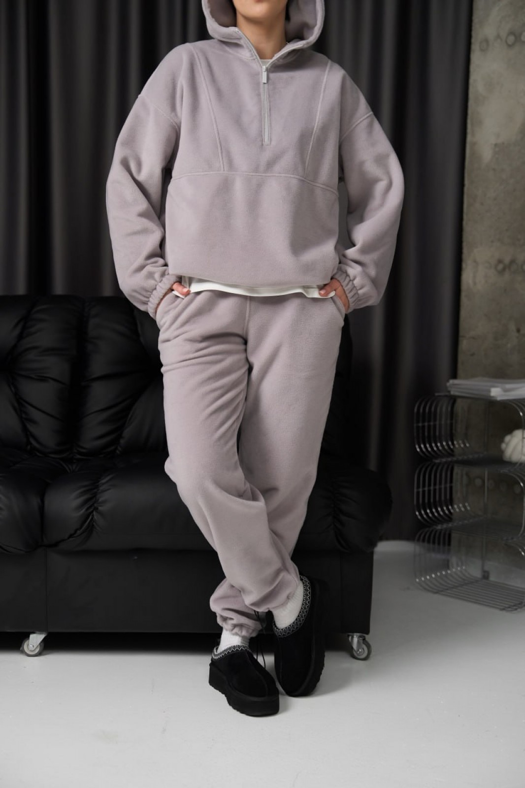 Жіночий теплий костюм із флісу колір бетон р.L 449048