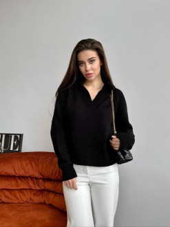 Жіночий светр-поло колір чорний р.42/46 450412