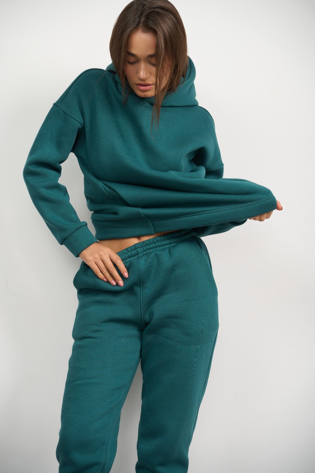 Жіночий теплий спортивний костюм колір зелений р.M 443928