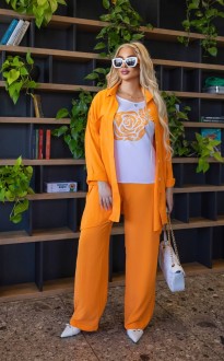 Жіночий костюм трійка колір помаранчевий р.50/52 455742