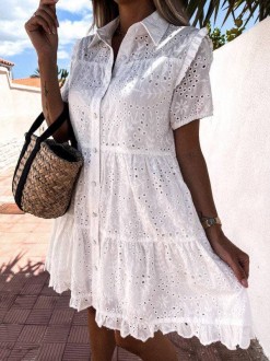 Жіноча сукня білого кольору з прошви на гудзиках розмір  46/50 305856