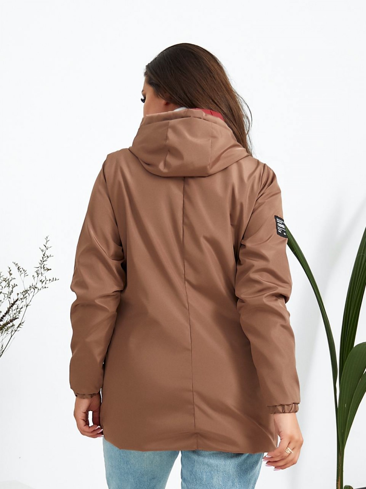 Жіноча куртка з плащової тканини мокко р.52-54 322728