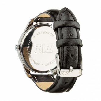 Годинник ZIZ зі зворотним ходом Класика, ремінець насичено-чорний, срібло і додатковий ремінець 142935