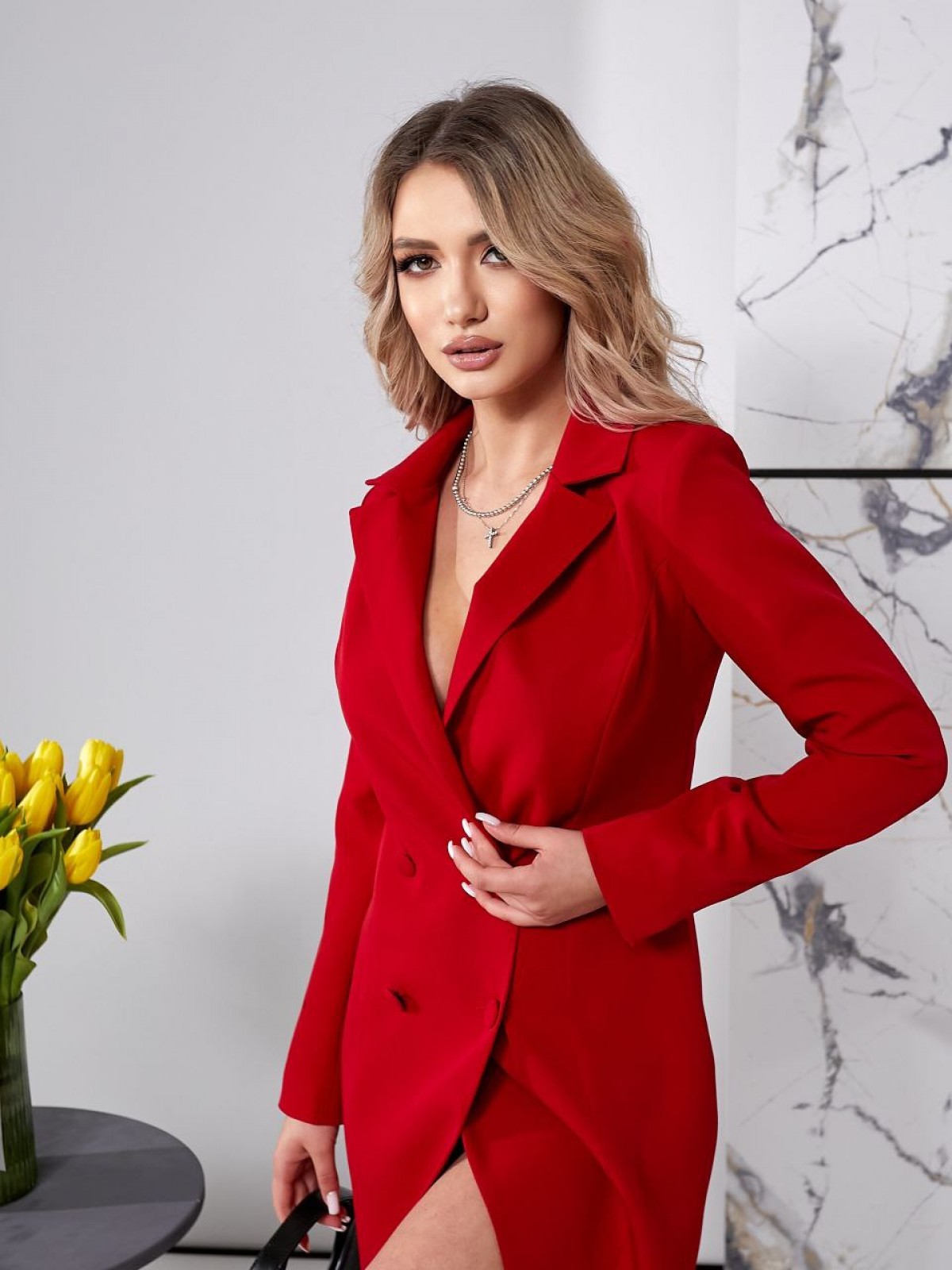 Жіноча сукня-піджак колір червоний р.L 452506