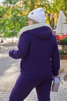 Жіночий теплий костюм із хутром колір фіолетовий р.62/64 445496