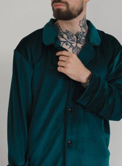 Чоловіча піжама з велюру колір смарагдовий р.S 449685